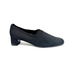 ROBERT CLERGERIE | Vintage 1990s black fabric high vamp conservative heels